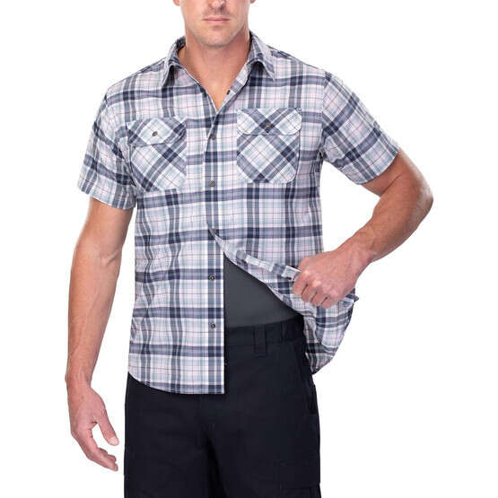 Vertx Short Sleeve Guardian Shirt in indigo plaid with concealed carry function